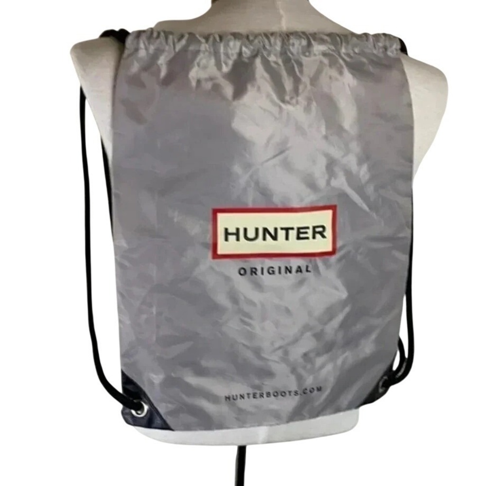 Hunter Drawstring Backpack OS Silver Original Logo Cinch Sack Nylon Sporty‎